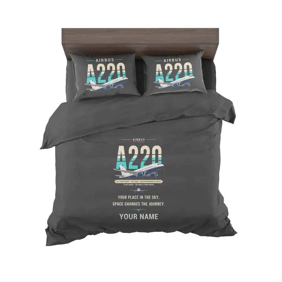 Airbus ACJ TwoTwenty - Original + Name - Bedding Set - Black