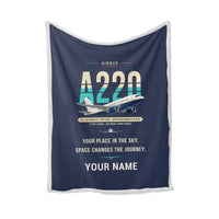 Thumbnail for Airbus ACJ TwoTwenty - Original + Name - Blanket - Navy Blue