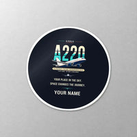Thumbnail for Airbus ACJ TwoTwenty - Original + Name - Circle Sticker - Close-up