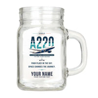 Thumbnail for Airbus ACJ TwoTwenty - Original + Name - Cocktail Glass (Mason Jar)