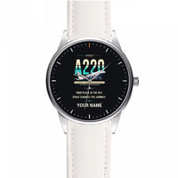 Thumbnail for Airbus ACJ TwoTwenty - Original + Name - Leather Strap - White Leather Strap