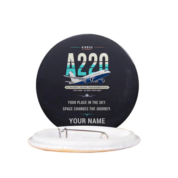 Airbus ACJ TwoTwenty - Original + Name - Pin - Black