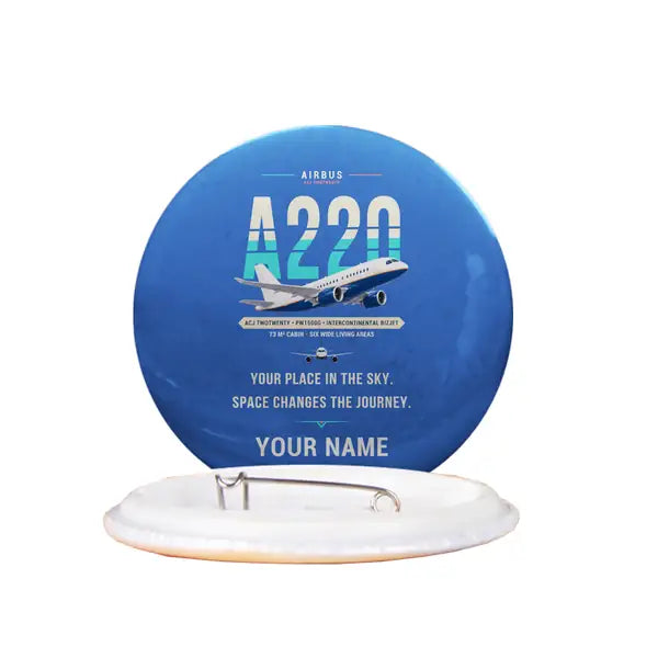 Airbus ACJ TwoTwenty - Original + Name - Pin - Blue