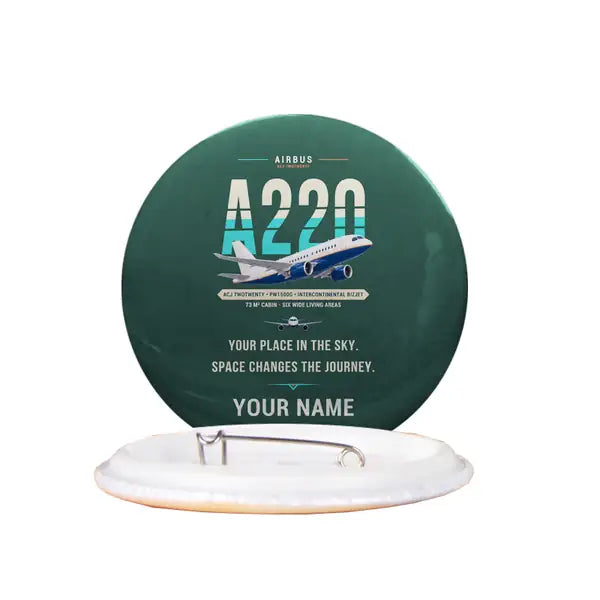 Airbus ACJ TwoTwenty - Original + Name - Pin - Dark Green