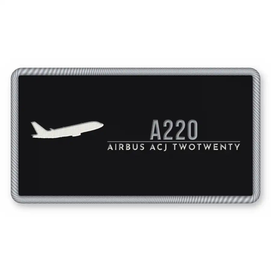 Airbus ACJ TwoTwenty Patches - Rectangle - Black Silver
