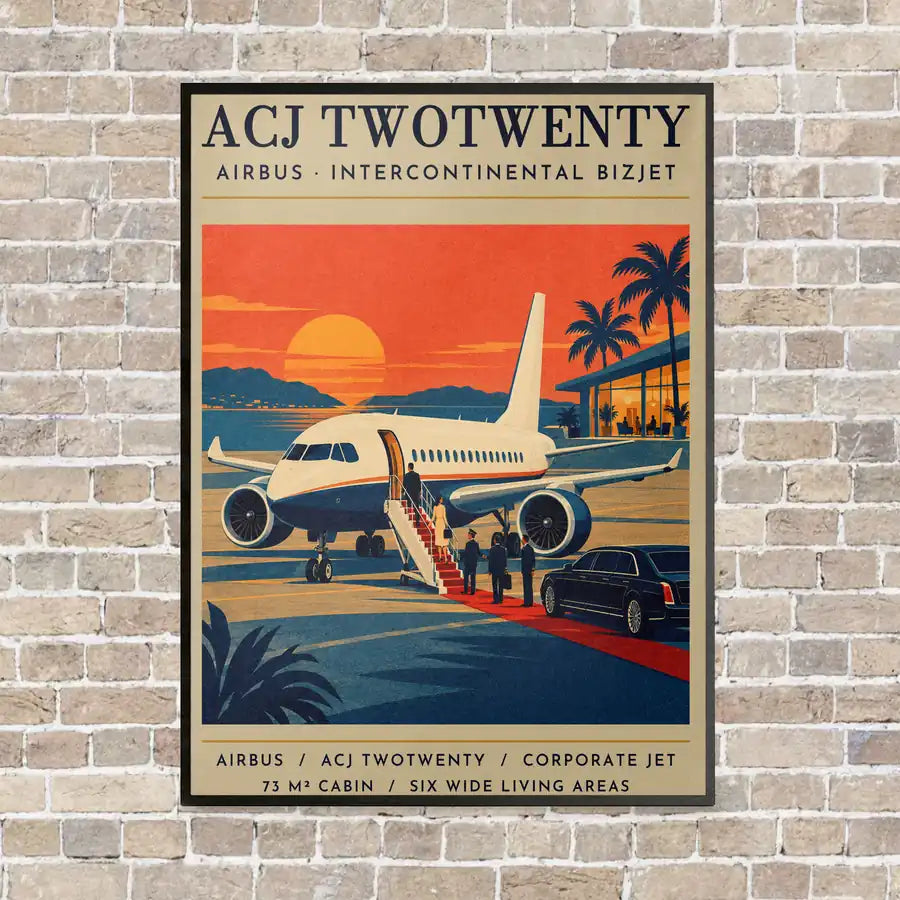Airbus ACJ TwoTwenty - Poster - Canvas Framed - Beige