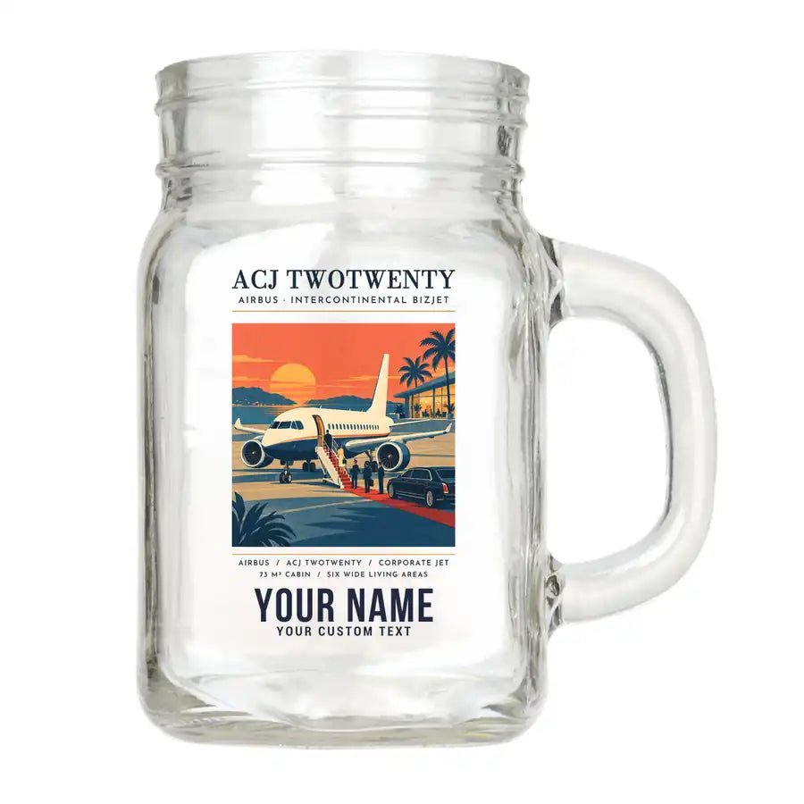Airbus ACJ TwoTwenty - Poster + Name - Cocktail Glass (Mason Jar)