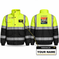 Thumbnail for Airbus ACJ TwoTwenty Reflective Winter Jackets - Poster + Name - Fluorescent Yellow & Navy