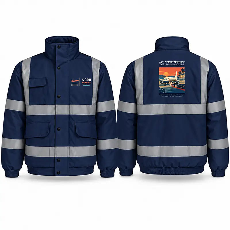 Airbus ACJ TwoTwenty Reflective Winter Jackets - Poster - Navy Blue