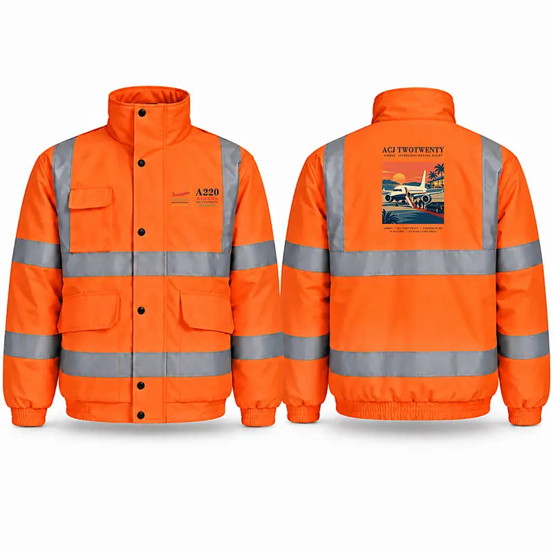 Airbus ACJ TwoTwenty Reflective Winter Jackets - Poster - Orange