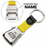 Thumbnail for Airbus ACJ TwoTwenty - Seat Belt Key Chain - Heritage + Name - Yellow
