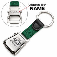 Thumbnail for Airbus ACJ TwoTwenty - Seat Belt Key Chain - Tag + Name - Green