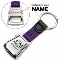 Thumbnail for Airbus ACJ TwoTwenty - Seat Belt Key Chain - Tag + Name - Purple