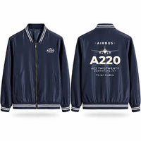 Thumbnail for Airbus ACJ TwoTwenty Stylish Jackets - Baseball Collar - Heritage - Navy Blue