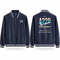 Thumbnail for Airbus ACJ TwoTwenty Stylish Jackets - Baseball Collar - Original - Navy Blue