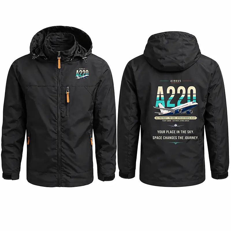 Airbus ACJ TwoTwenty Stylish Jackets - Hooded Windbreaker - Original - Black