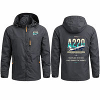 Thumbnail for Airbus ACJ TwoTwenty Stylish Jackets - Hooded Windbreaker - Original - Charcoal