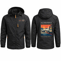 Thumbnail for Airbus ACJ TwoTwenty Stylish Jackets - Hooded Windbreaker - Poster - Black