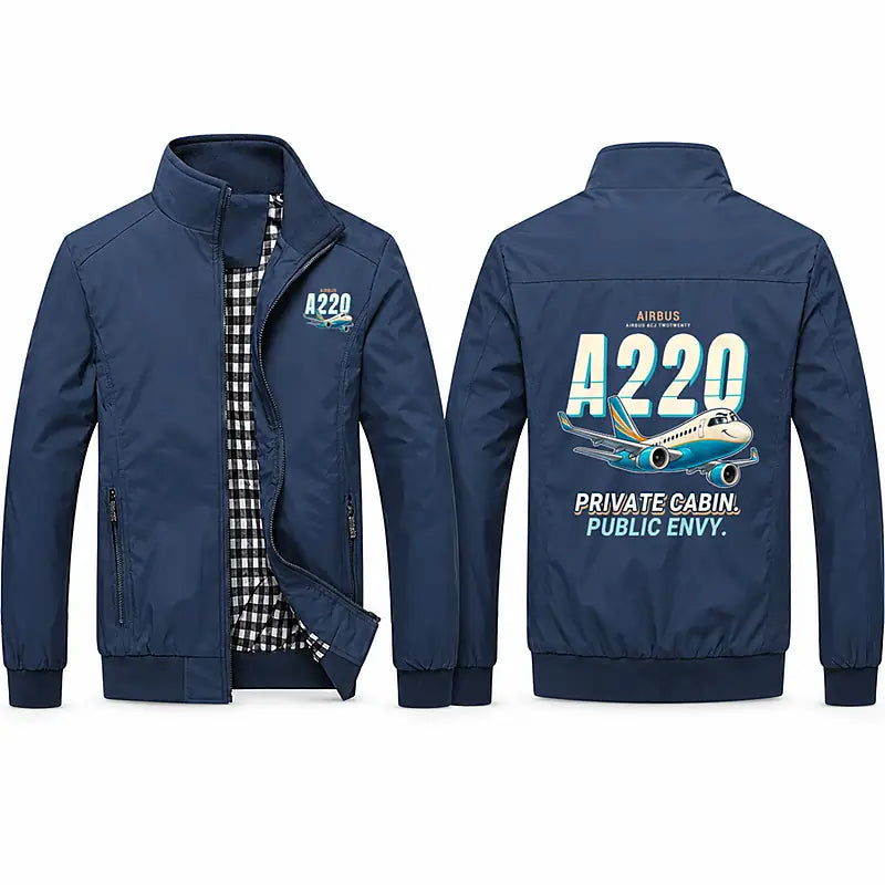 Airbus ACJ TwoTwenty Stylish Jackets - Stand Collar - Cartoon - Navy Blue