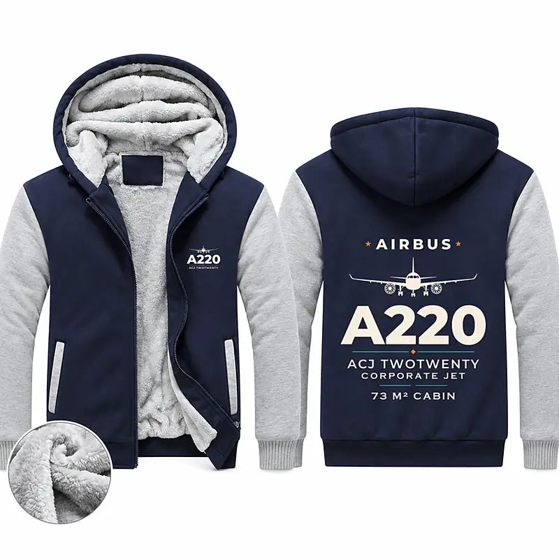 Airbus ACJ TwoTwenty Zipped Sweatshirts - Heritage - Navy & Gray