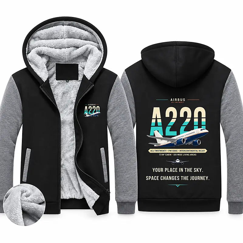 Airbus ACJ TwoTwenty Zipped Sweatshirts - Original - Black & Gray