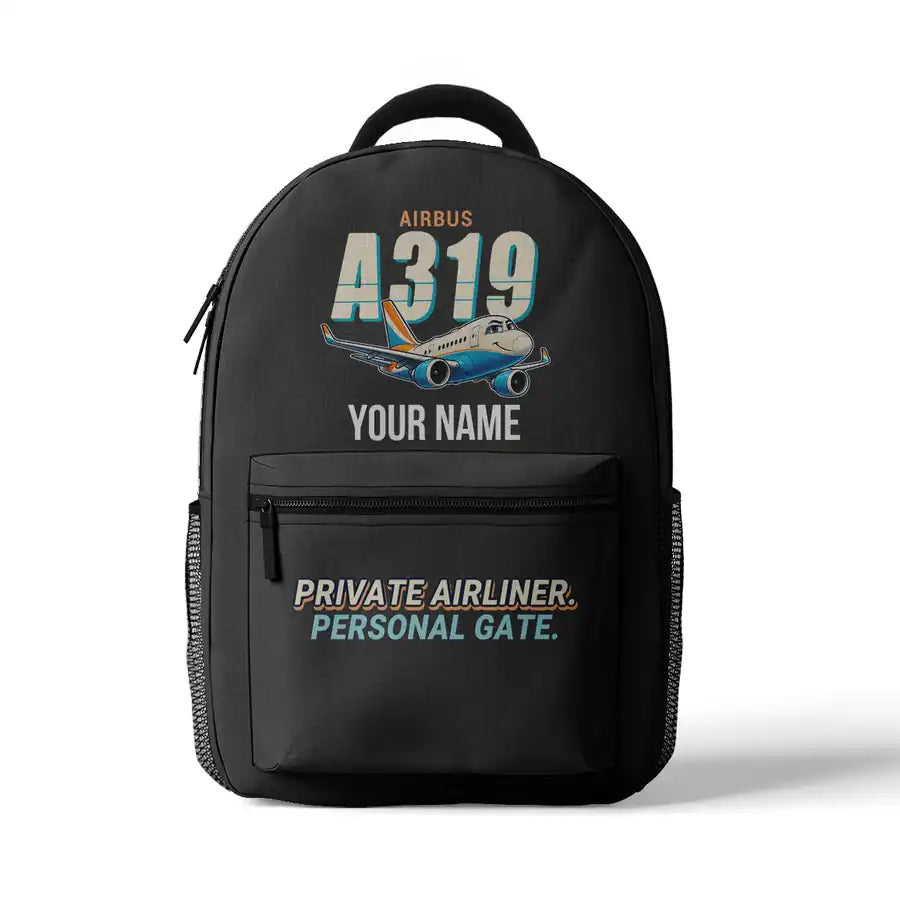 Airbus ACJ319neo - 3D Backpack - Cartoon + Name - Gray