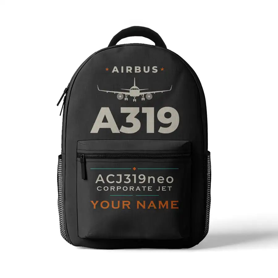 Airbus ACJ319neo - 3D Backpack - Heritage + Name - Gray