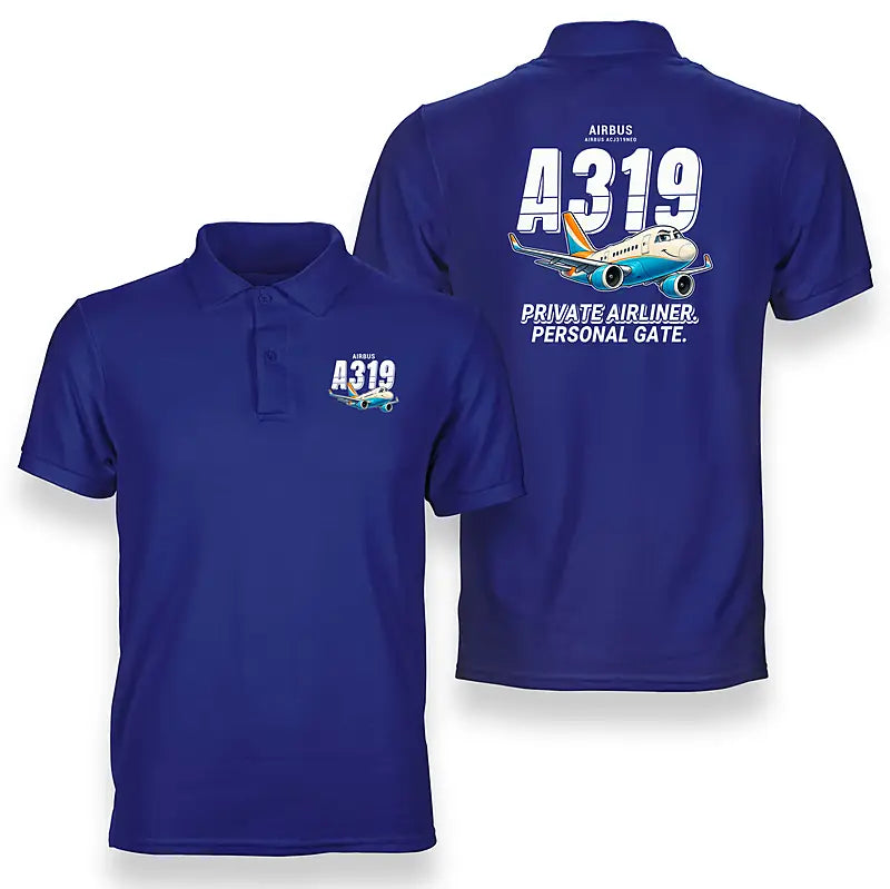 Airbus ACJ319neo - Cartoon - Double-Side Polo - Blue