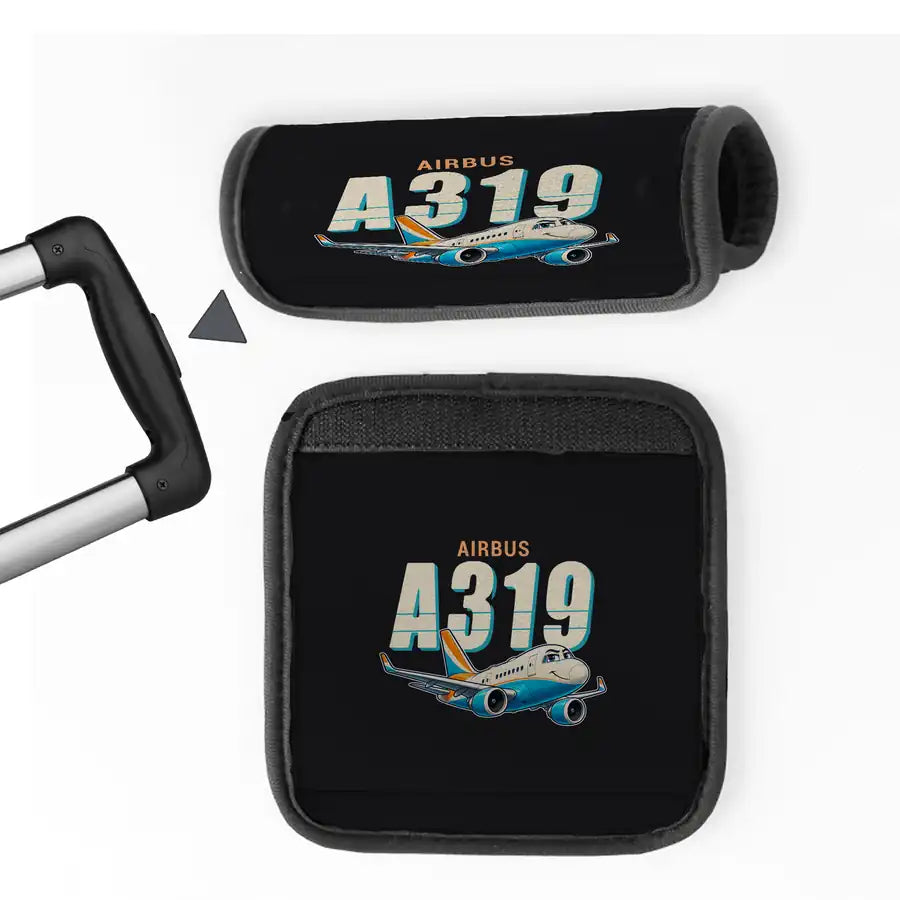 Airbus ACJ319neo - Cartoon - Luggage Handle Cover - Black
