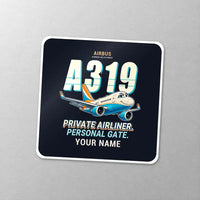Thumbnail for Airbus ACJ319neo - Cartoon + Name - Square Sticker - Close-up