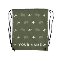 Thumbnail for Airbus ACJ319neo - Drawstring Bag - 3D Pattern + Name - Green Army
