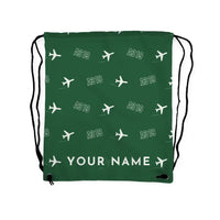 Thumbnail for Airbus ACJ319neo - Drawstring Bag - 3D Pattern + Name - Green