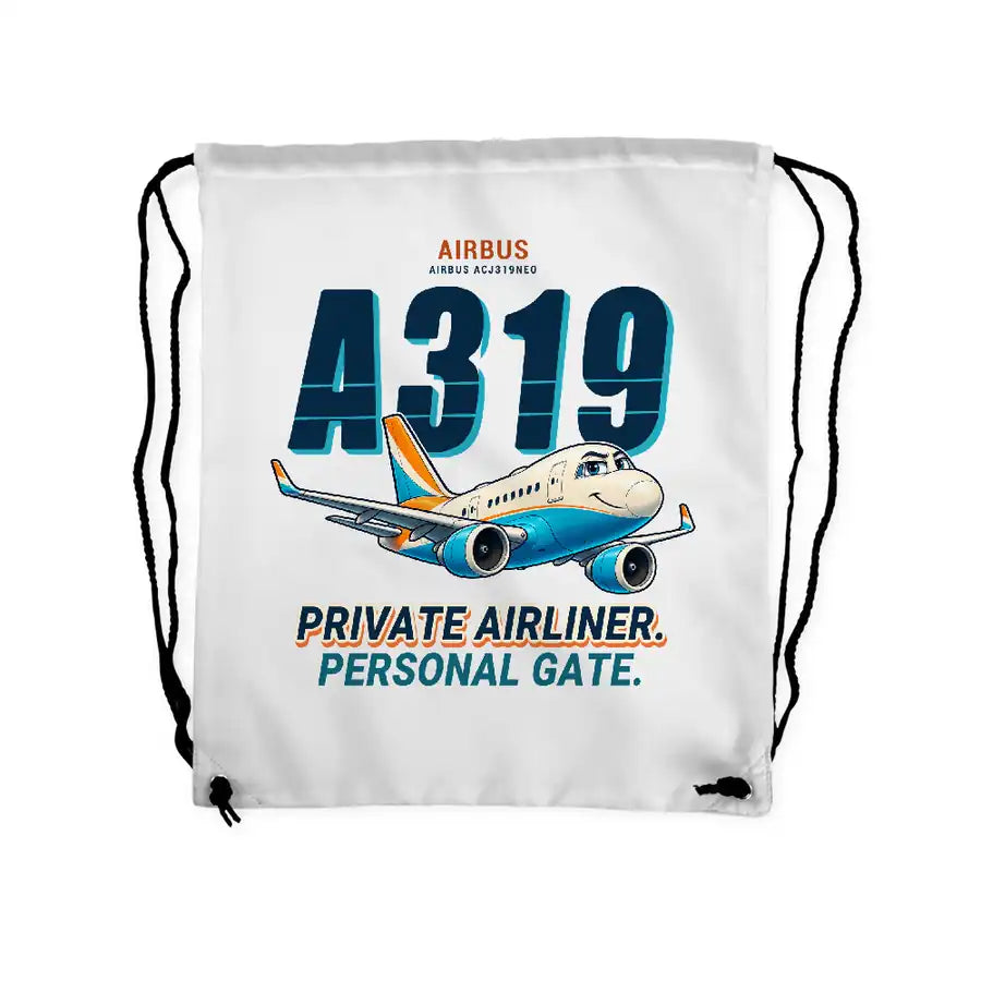 Airbus ACJ319neo - Drawstring Bag - Cartoon - White
