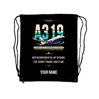 Thumbnail for Airbus ACJ319neo - Drawstring Bag - Original + Name - Black