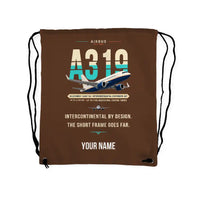 Thumbnail for Airbus ACJ319neo - Drawstring Bag - Original + Name - Brown