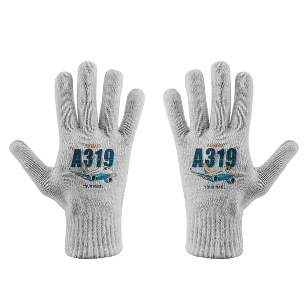 Airbus ACJ319neo - Gloves - Full - Cartoon + Name - Light Gray