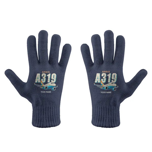 Airbus ACJ319neo - Gloves - Full - Cartoon + Name - Navy Blue
