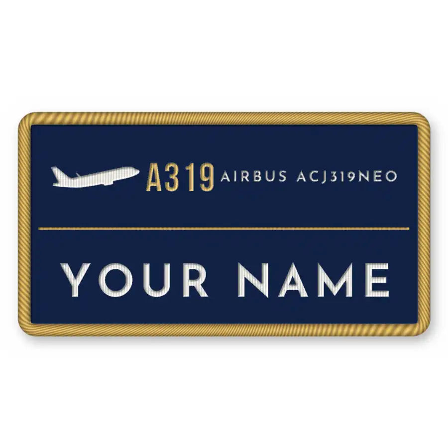 Airbus ACJ319neo Patches - Rectangle + Name - Navy Gold