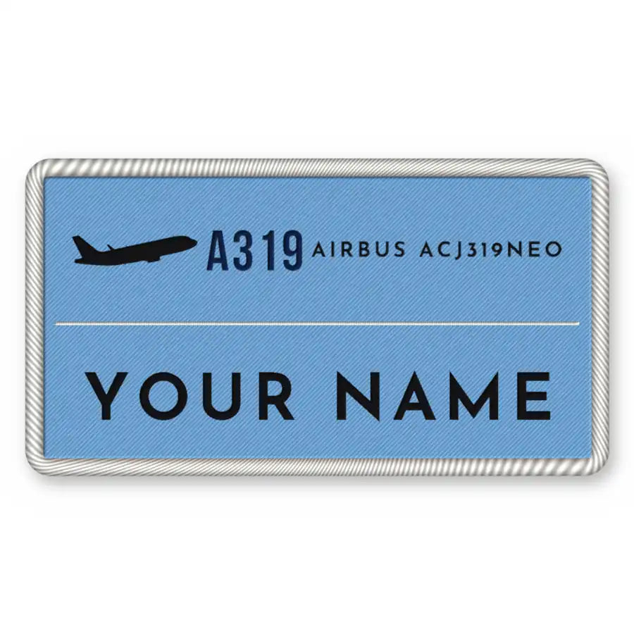 Airbus ACJ319neo Patches - Rectangle + Name - Sky Navy