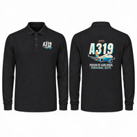 Thumbnail for Airbus ACJ319neo Premium Polo T-Shirts - Cartoon - Long Sleeve - Black