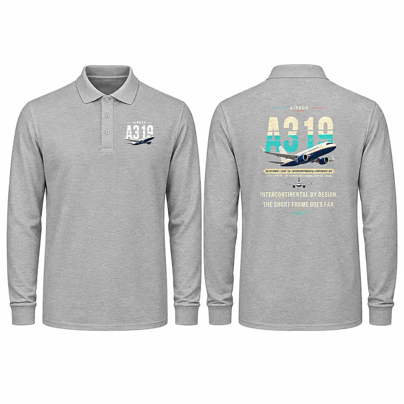 Airbus ACJ319neo Premium Polo T-Shirts - Original - Long Sleeve - Gray