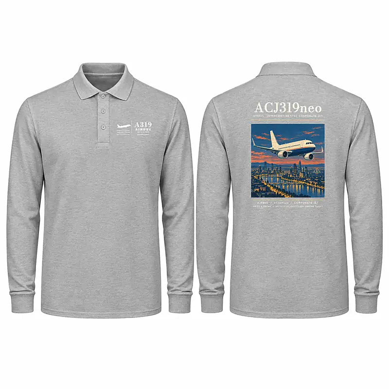 Airbus ACJ319neo Premium Polo T-Shirts - Poster - Long Sleeve - Gray