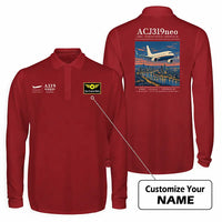 Thumbnail for Airbus ACJ319neo Premium Polo T-Shirts - Poster + Name - Long Sleeve - Dark Red