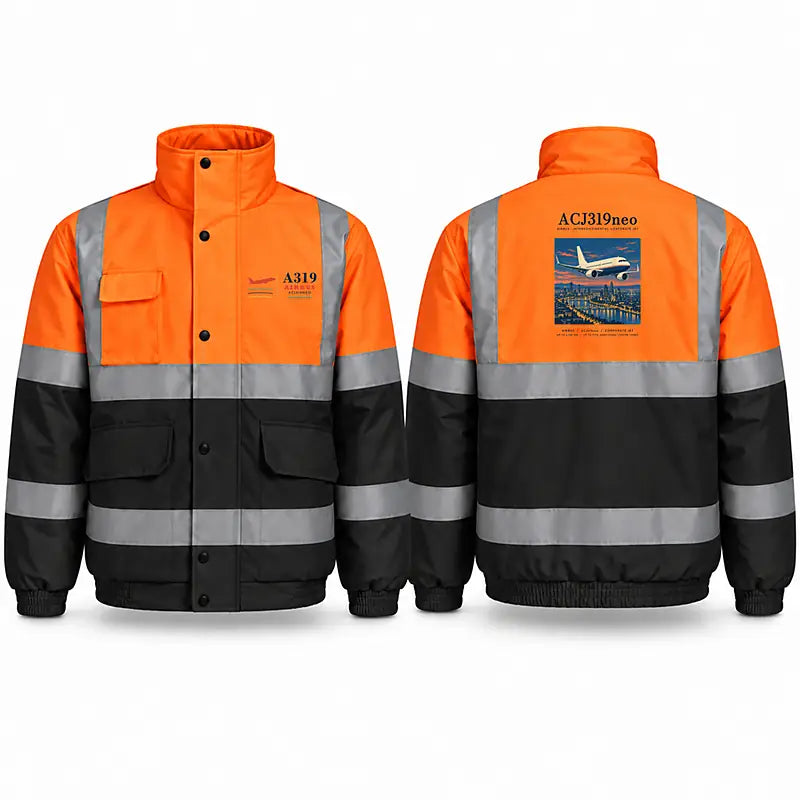 Airbus ACJ319neo Reflective Winter Jackets - Poster - Orange & Navy