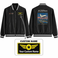 Thumbnail for Airbus ACJ319neo Stylish Jackets - Baseball Collar - Poster + Name - Black