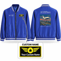 Thumbnail for Airbus ACJ319neo Stylish Jackets - Baseball Collar - Poster + Name - Royal Blue
