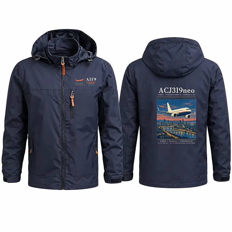 Airbus ACJ319neo Stylish Jackets - Hooded Windbreaker - Poster - Navy Blue
