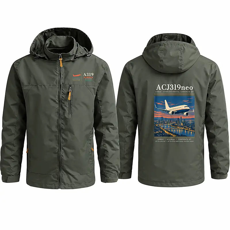 Airbus ACJ319neo Stylish Jackets - Hooded Windbreaker - Poster - Olive Green