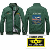 Thumbnail for Airbus ACJ319neo Stylish Jackets - Stand Collar - Poster + Name - Green