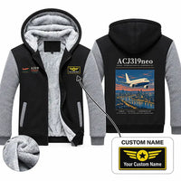 Thumbnail for Airbus ACJ319neo Zipped Sweatshirts - Poster + Name - Black & Gray